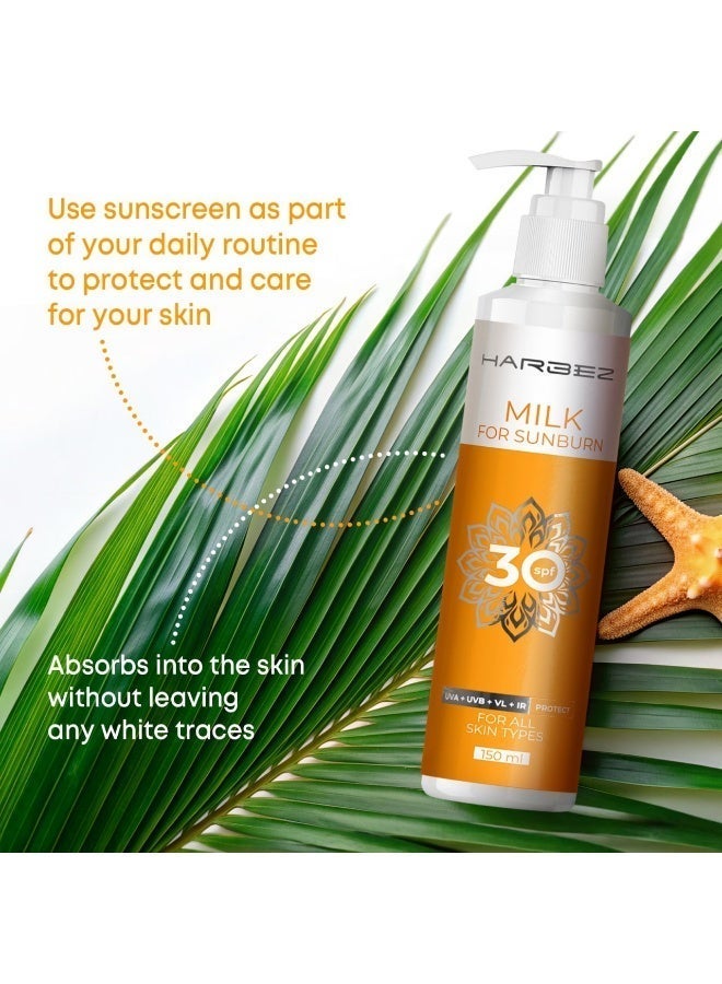 HARBEZ SPF 30 Sunscreen for Face – Suncream for Skin Protection, Sunblock Lotion, Sun Cream SPF 30 Face, Sunblock for Sensitive Skin, Moisturizer, Tanning Oil, 150ml - Image 3